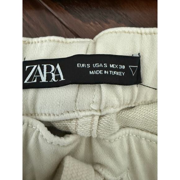Zara Men’s front pocket cargo sweatpants joggers Ivory size small - Picture 6 of 8
